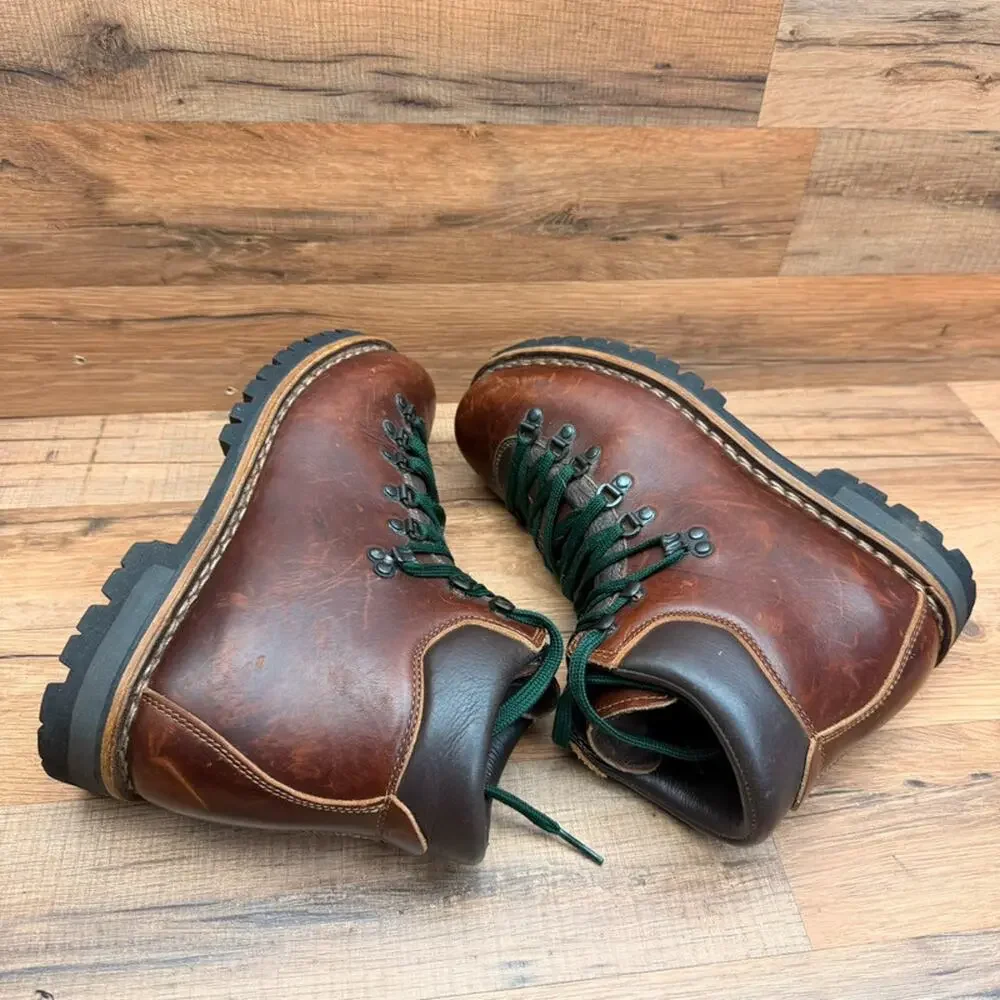 Vtg Scarpa LL Bean Vibram men size 9 Brown Leather Norwegian Welt Hiking Boots